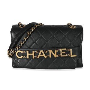 Chanel Black Leather Small Enchained Flap Bag